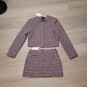 NWT TWEED PURPLE/PINK DYNAMITE SKIRT SUIT